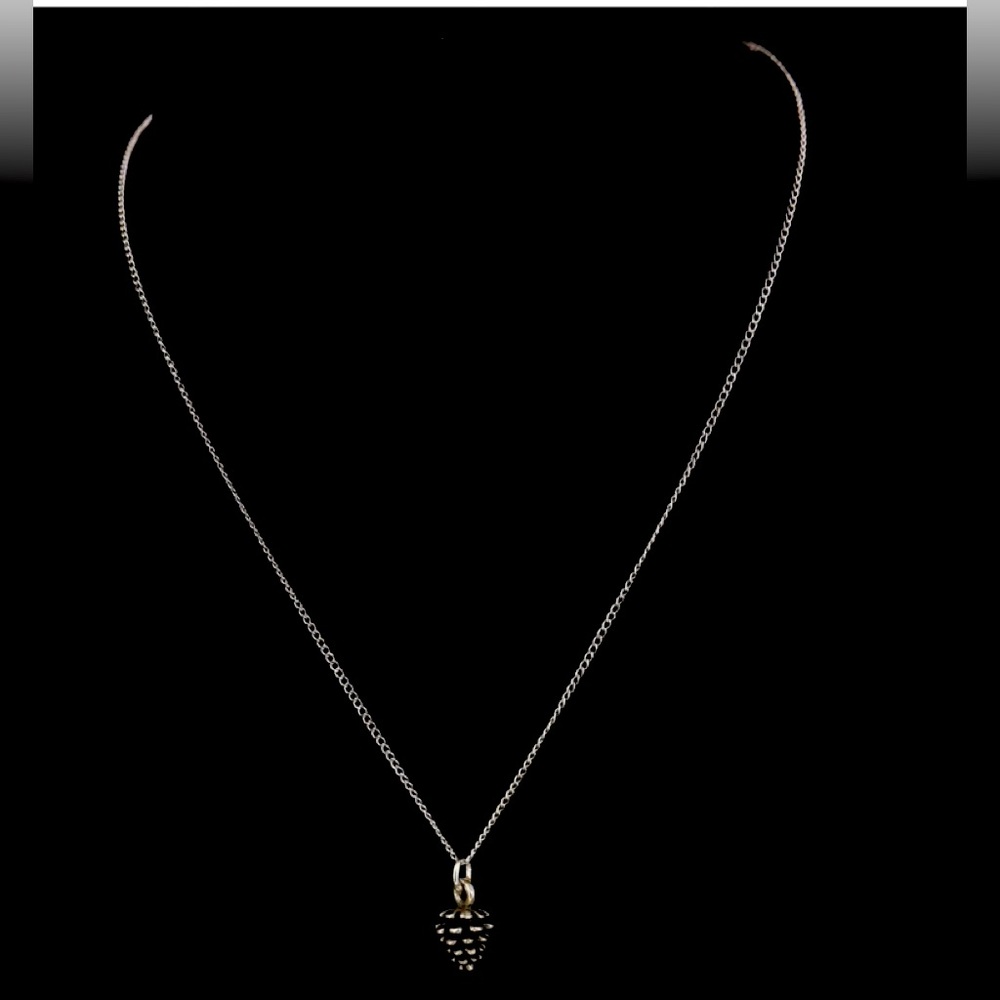 VTG Sterling Silver - Pinecone Charm Pendant 19" Curb Chain Necklace - 3g